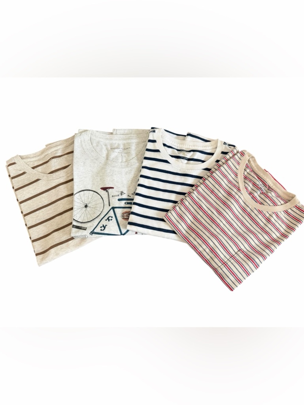 J.Crew Banana Republic striped Graphic Tee Bundle - Navy, Cream, Red Stripes